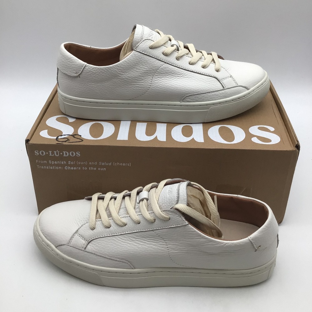 Soludos Ibiza Classic Sneaker Oasis White Leather Mens Size 11 NEW